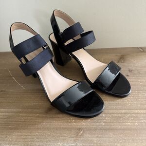Bandolino Dalia Black Strappy Block Heel Open Toe Sandal 8.5